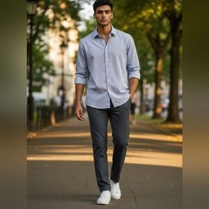 Men's Blue Patterned Cotton Shirt